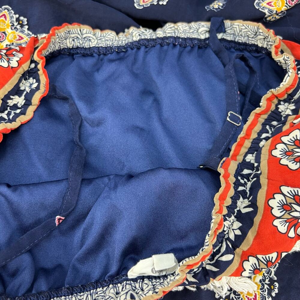 Entro Midi Sun Dress Women's Size Large Navy Boho Lined Adjustable Straps Hippie - Picture 13 of 15